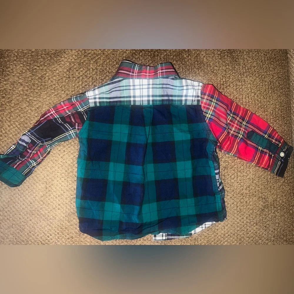 Ralph Lauren boys mixed plaid button down shirt size 9 months holiday classic